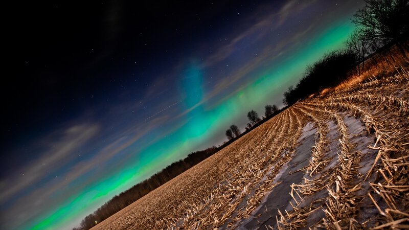 Aurora Borealis over Field