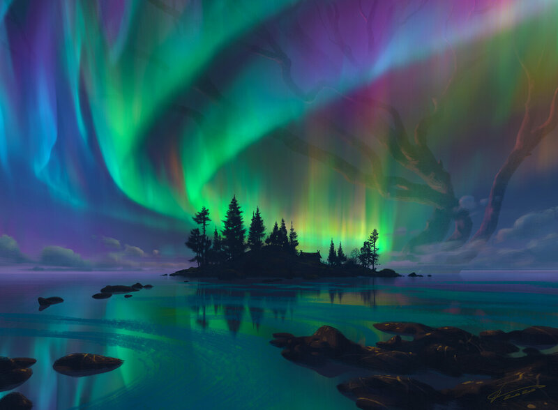 Aurora Borealis over Island