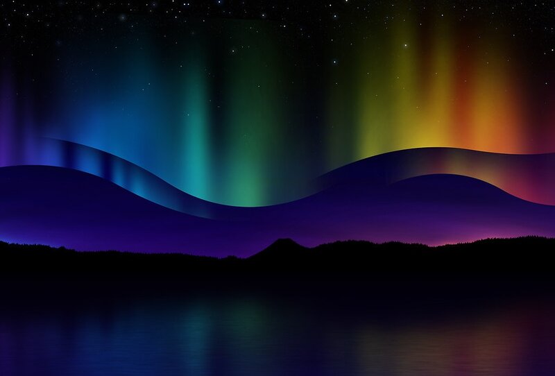 Aurora Borealis over Lake — Purple
