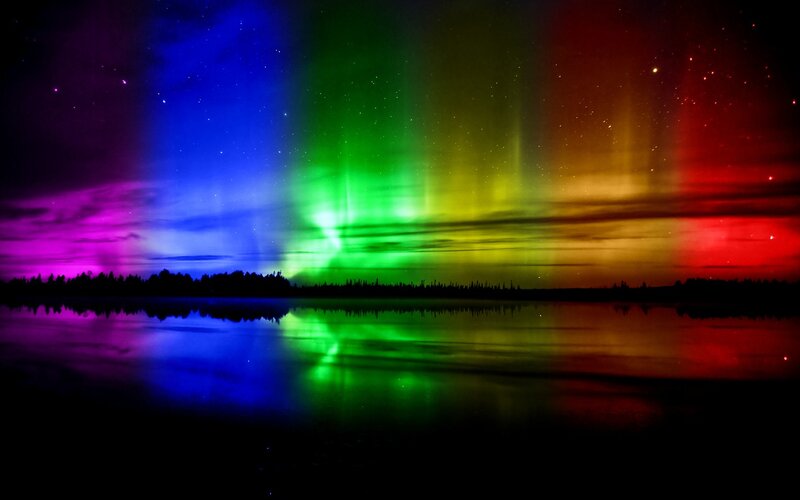 aurora borealis over lake