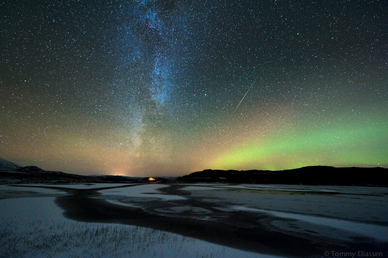 Aurora Borealis over Landscape