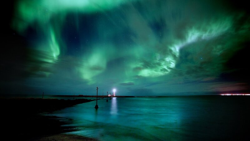 Aurora Borealis over Lighthouse — Dramatic
