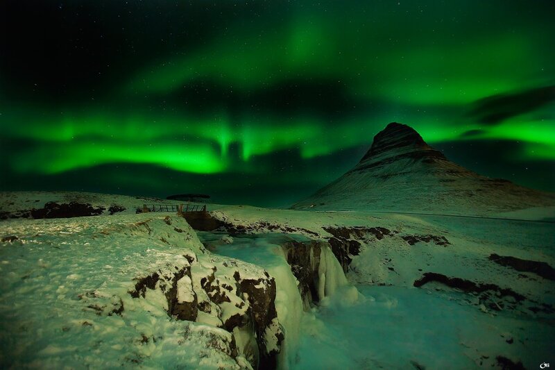Aurora Borealis over Mountain