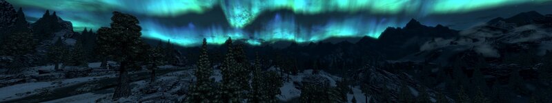 Aurora Borealis over Mountains — Green, Serene, Night, 3d Render
