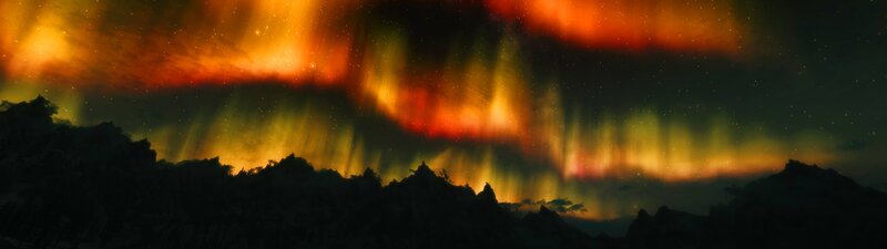 Aurora Borealis over Mountains — Orange