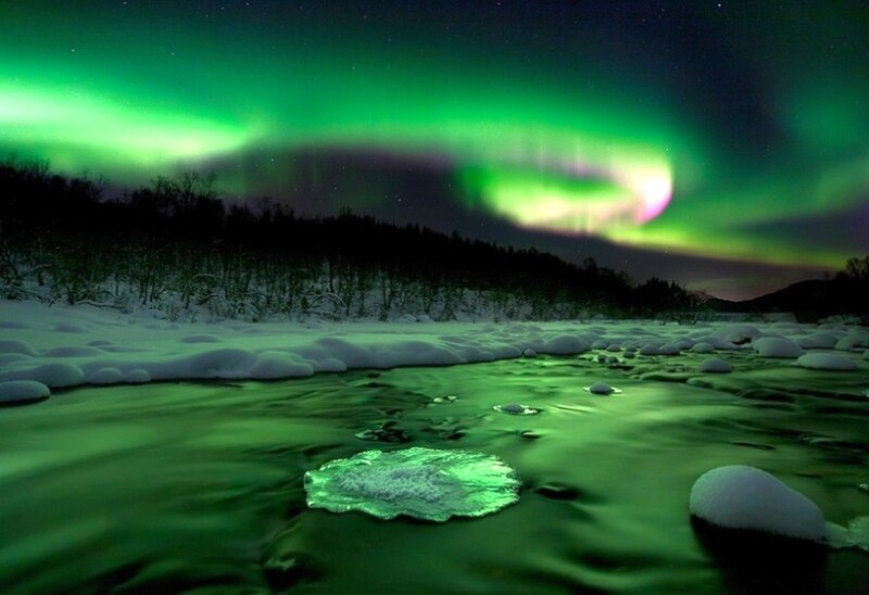 Aurora Borealis over River