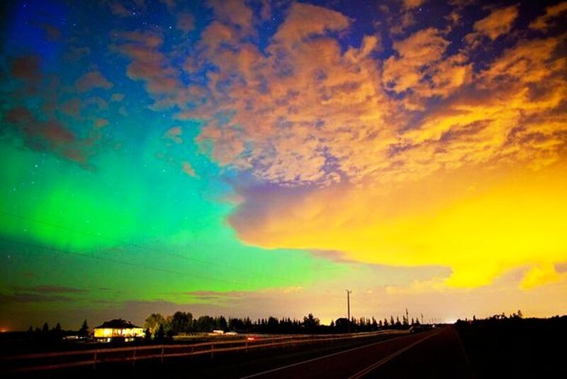 Aurora Borealis over Road