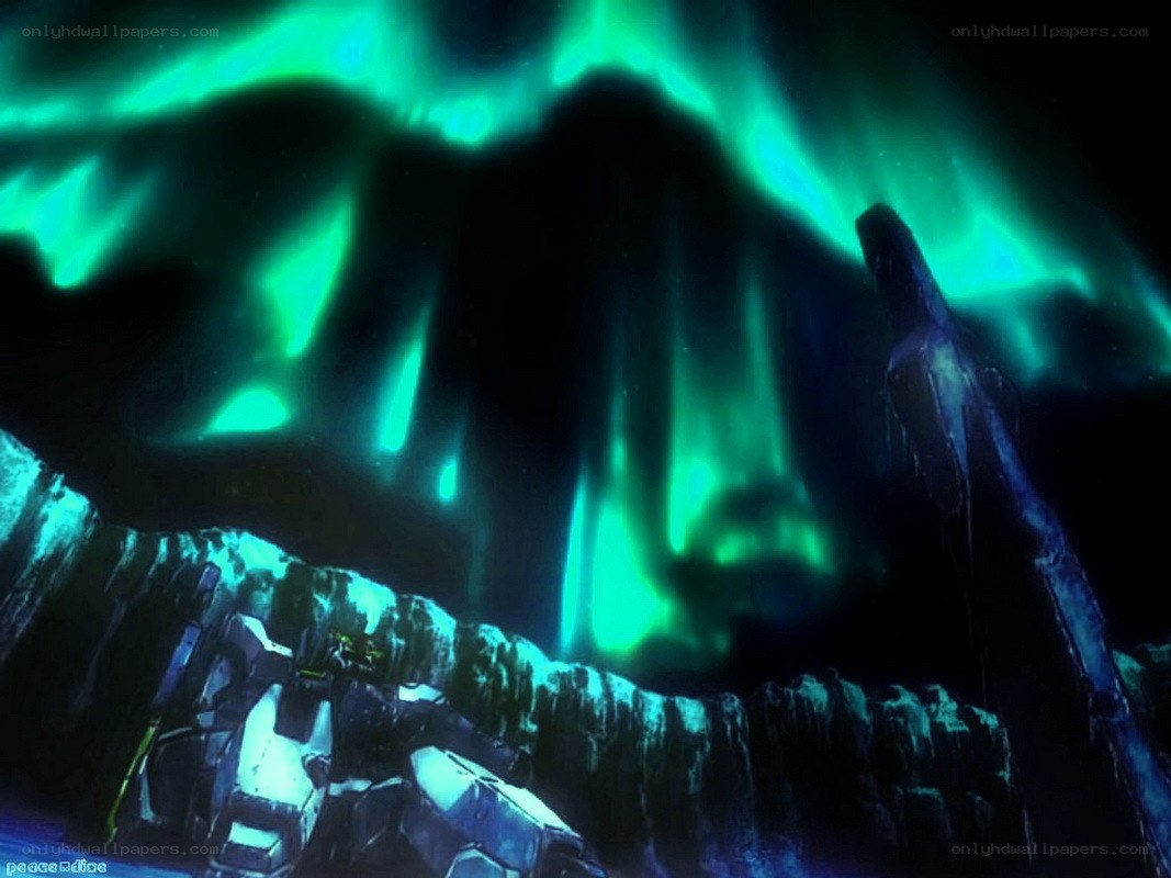 aurora borealis over rocky landscape
