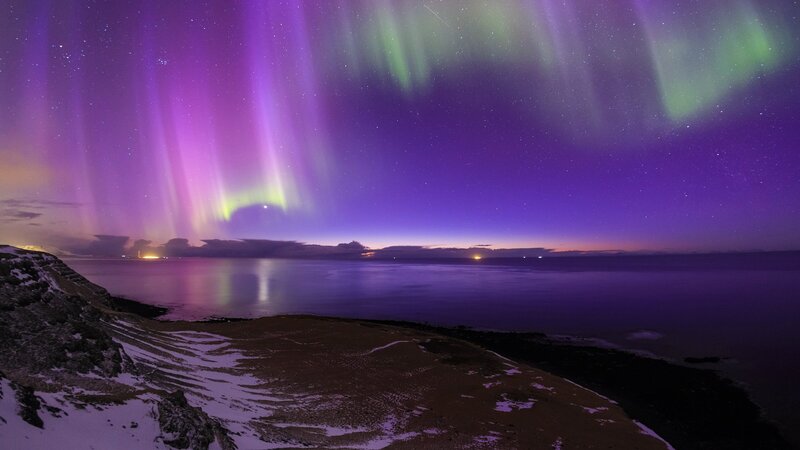 Aurora Borealis over Sea — Purple