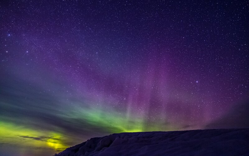 Aurora Borealis over Snow — Purple, Serene