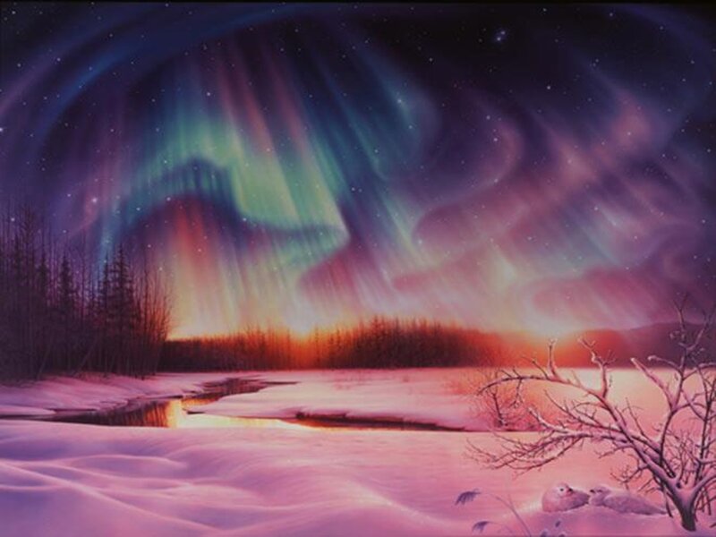 Aurora Borealis over Snow — Purple