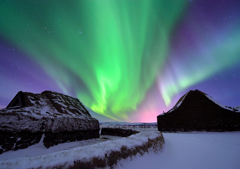 Aurora Borealis over Turf Houses