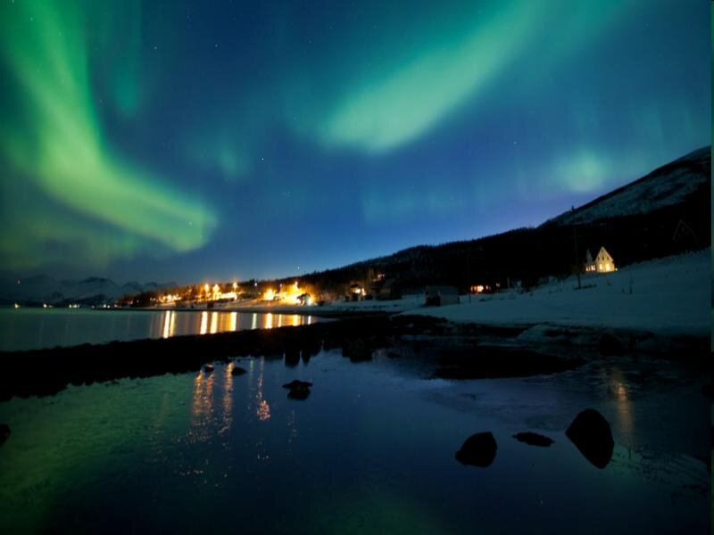 Aurora Borealis over Village