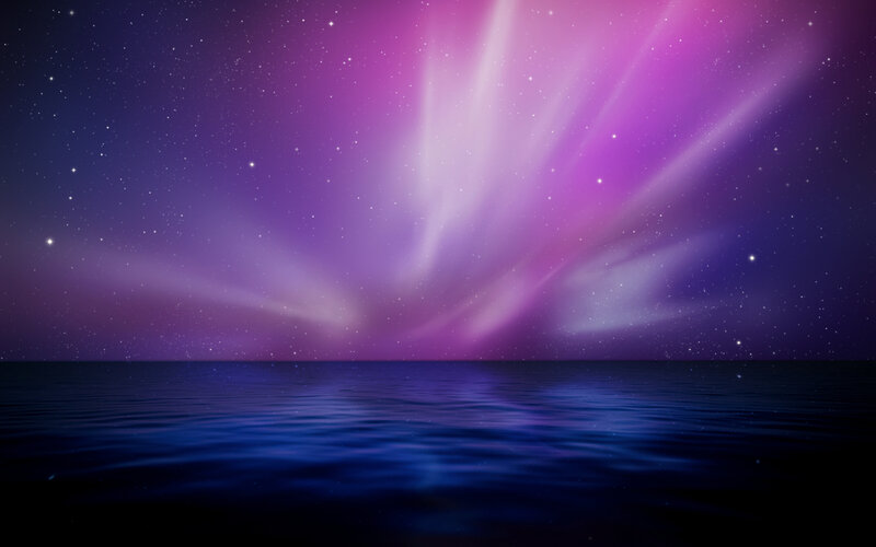 Aurora Borealis over Water — Purple