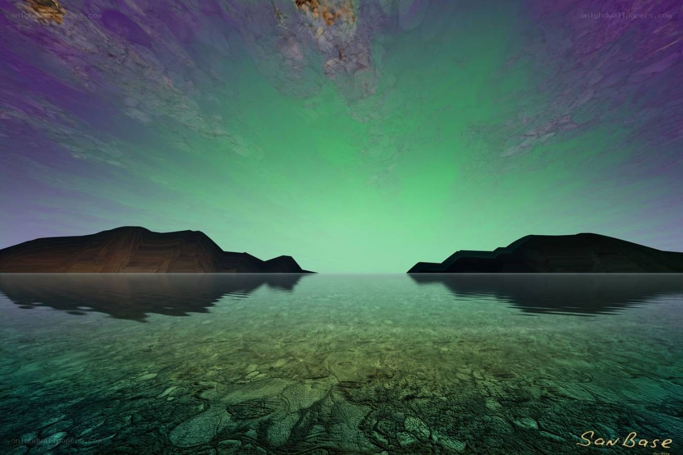 Aurora over a calm lake