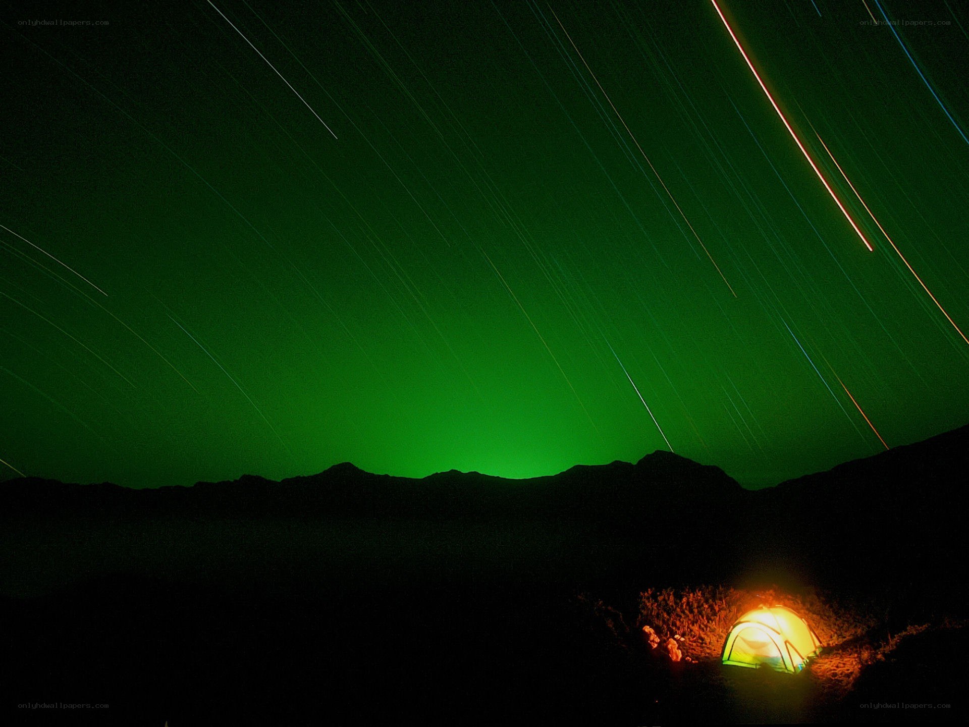 Aurora over a camping tent