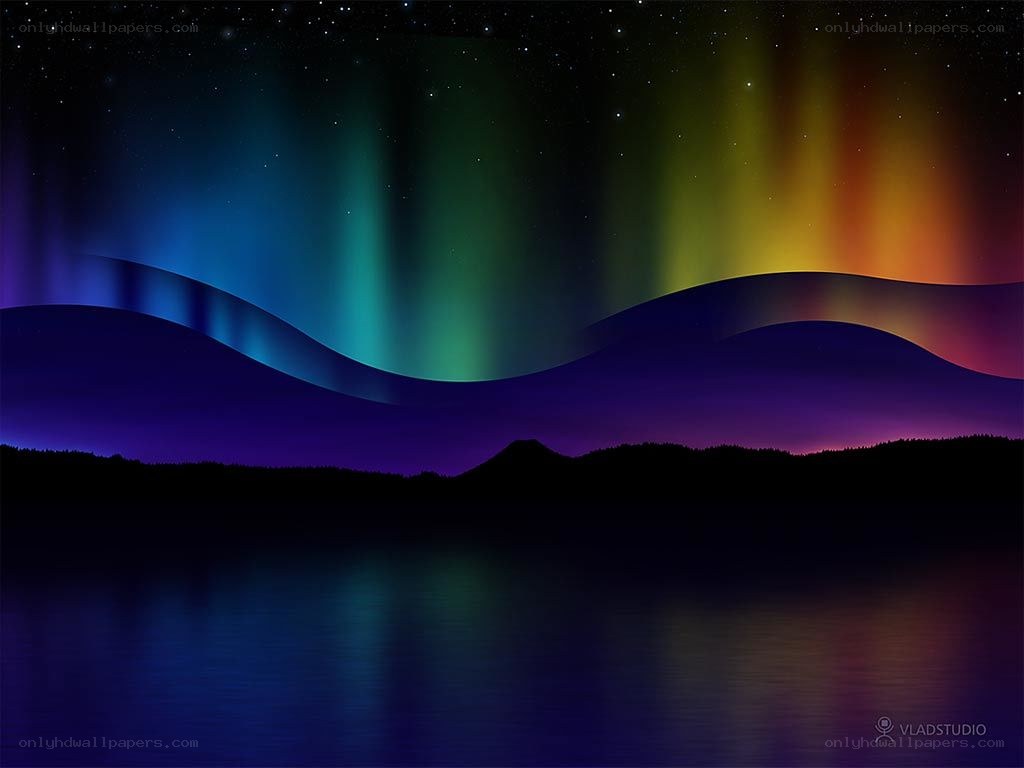 Aurora over a lake at night