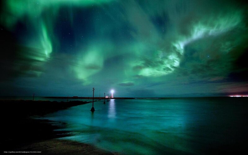 Aurora over a lighthouse