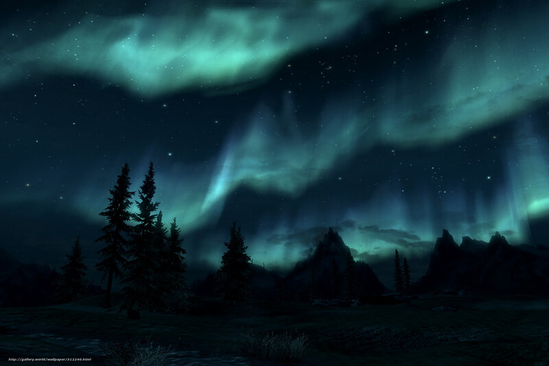 Aurora over a mountain landscape