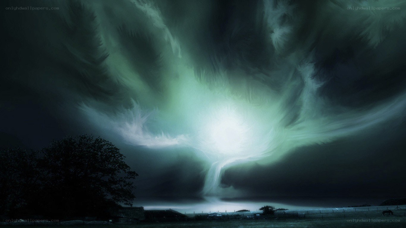 Aurora over a rural landscape