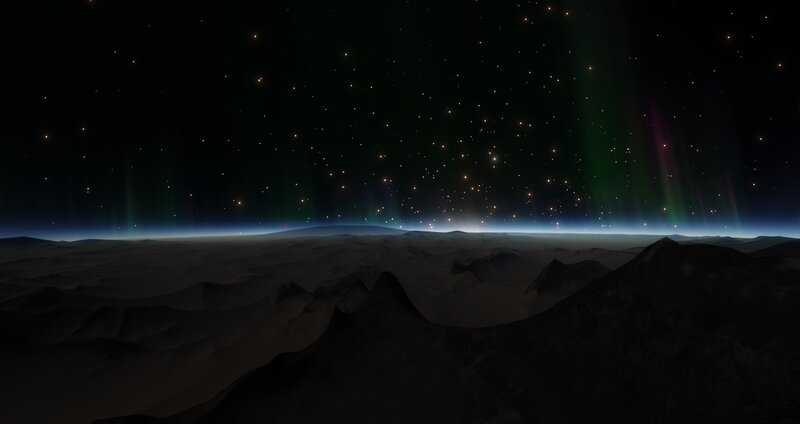 Aurora over Alien Landscape — Black