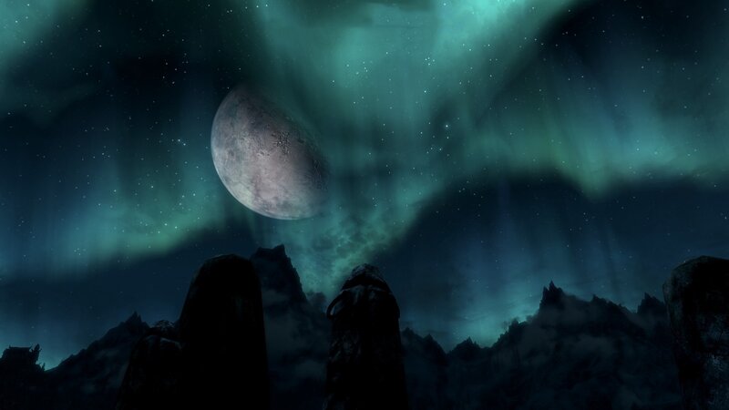 aurora over alien moon