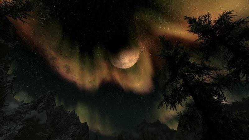 aurora over alien moon