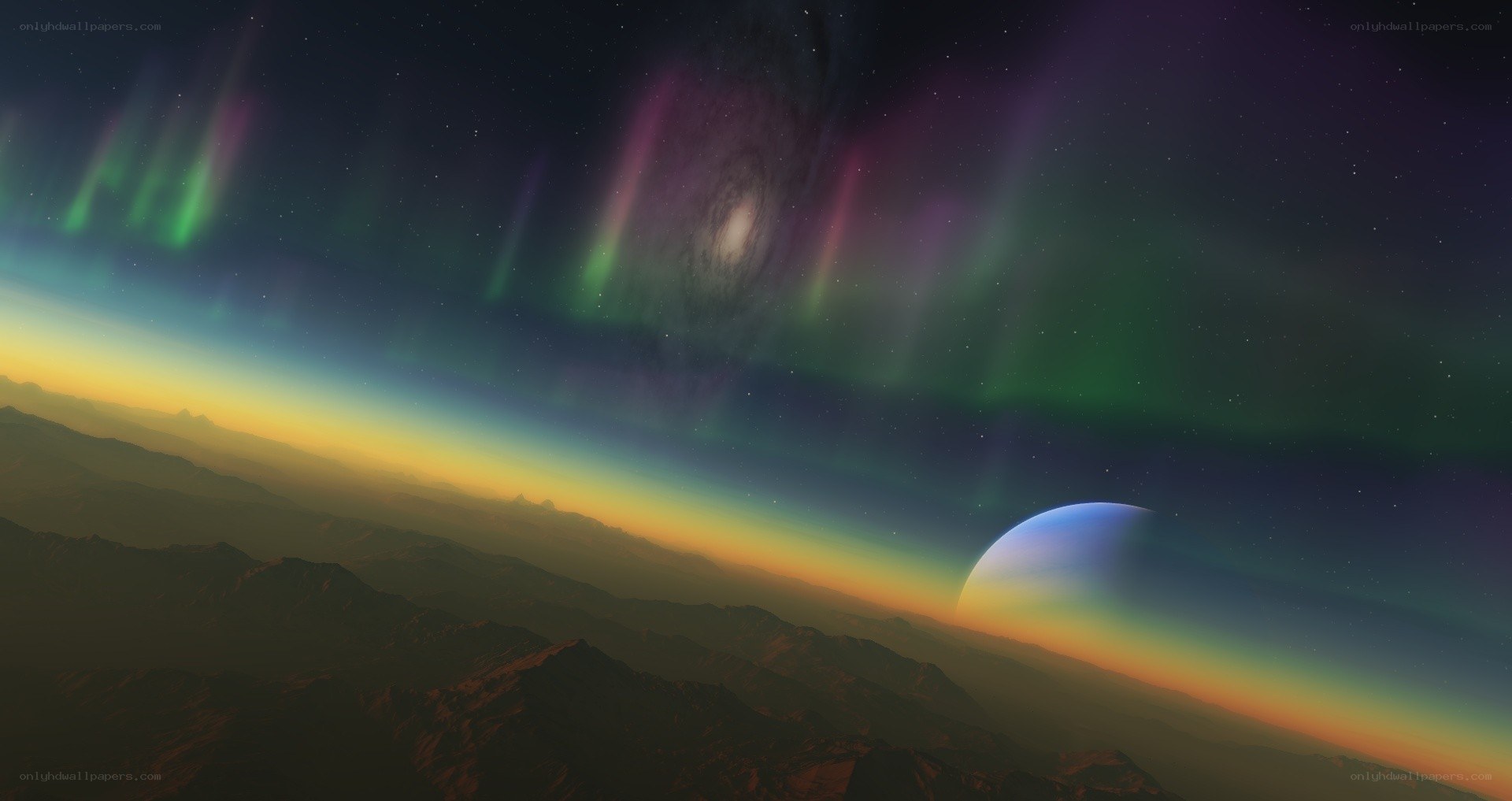 Aurora over alien planet