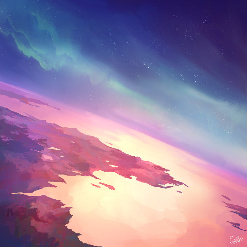 Aurora over Alien Planet — Purple