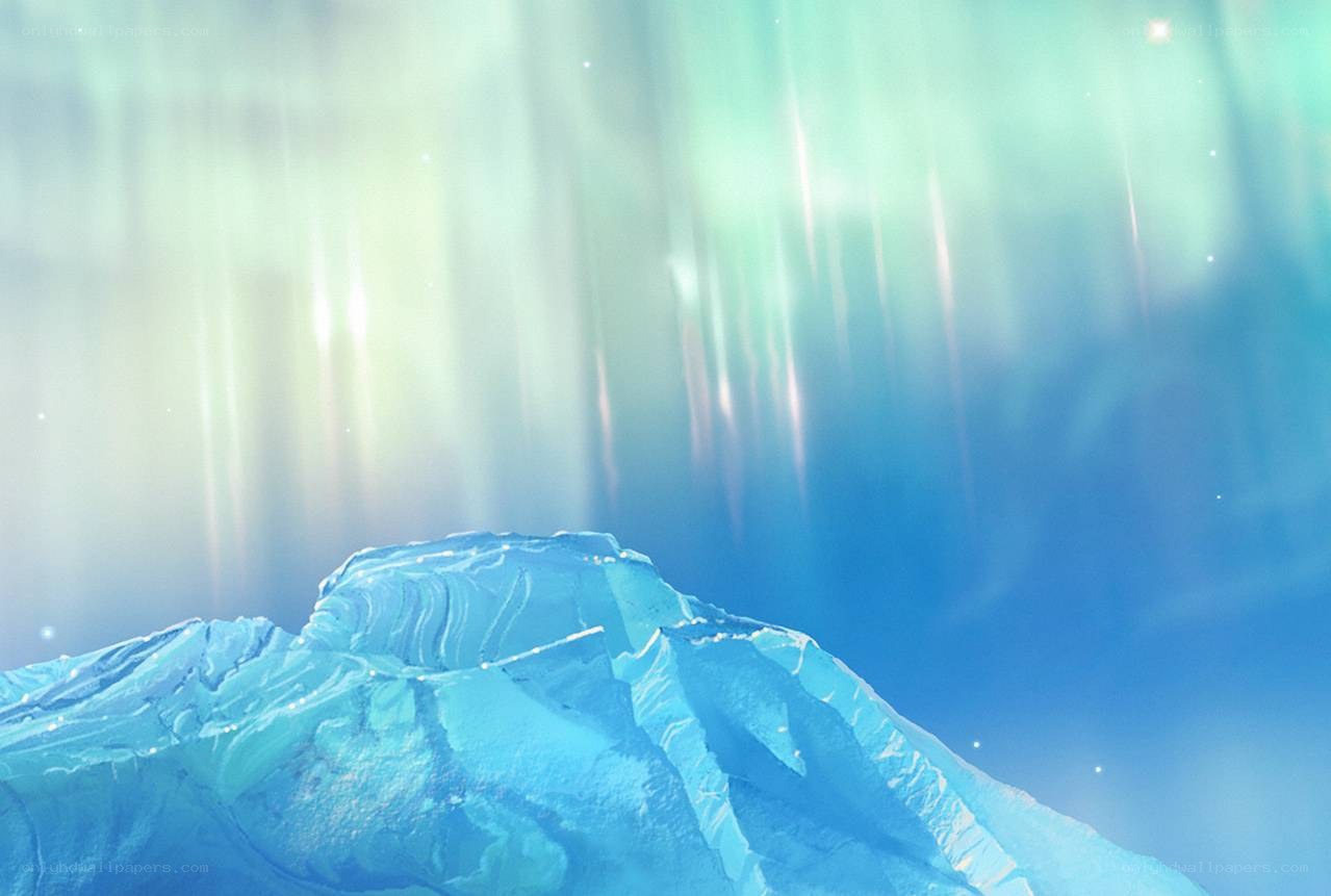 Aurora over an ice formation
