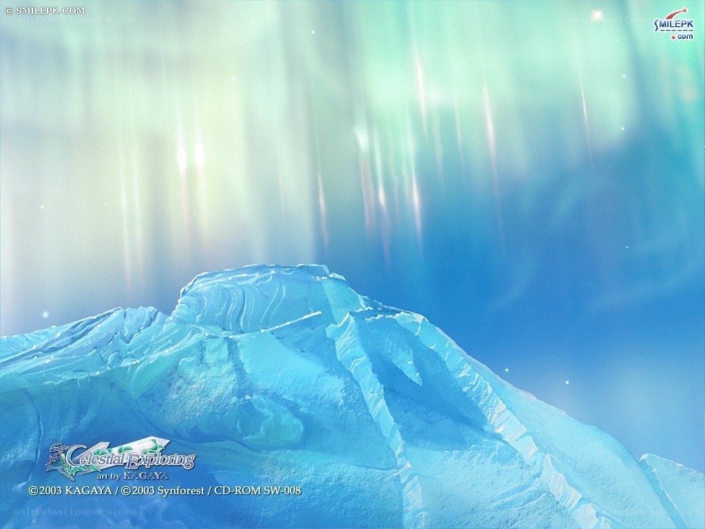 Aurora over an ice peak