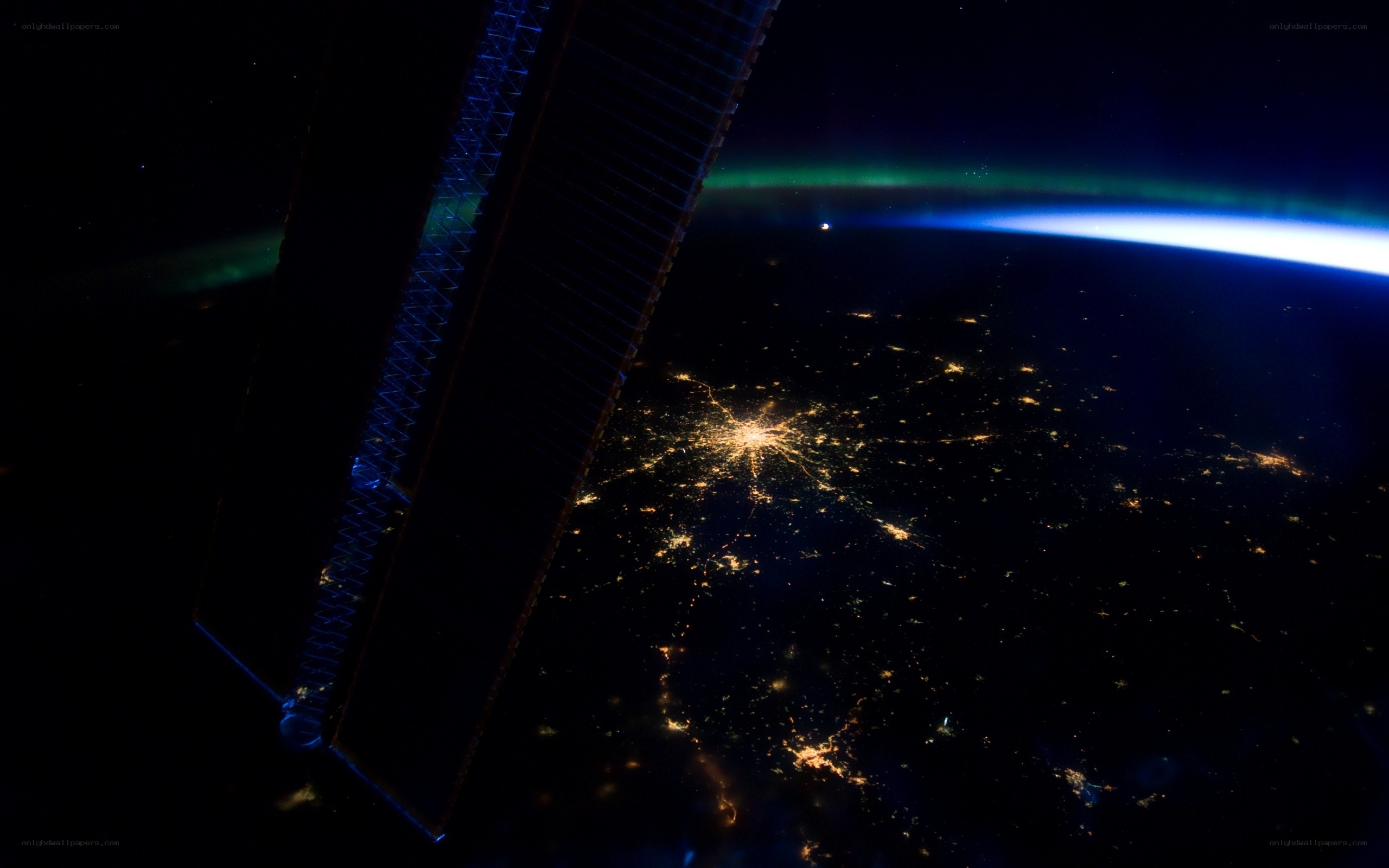 Aurora over Earth from space