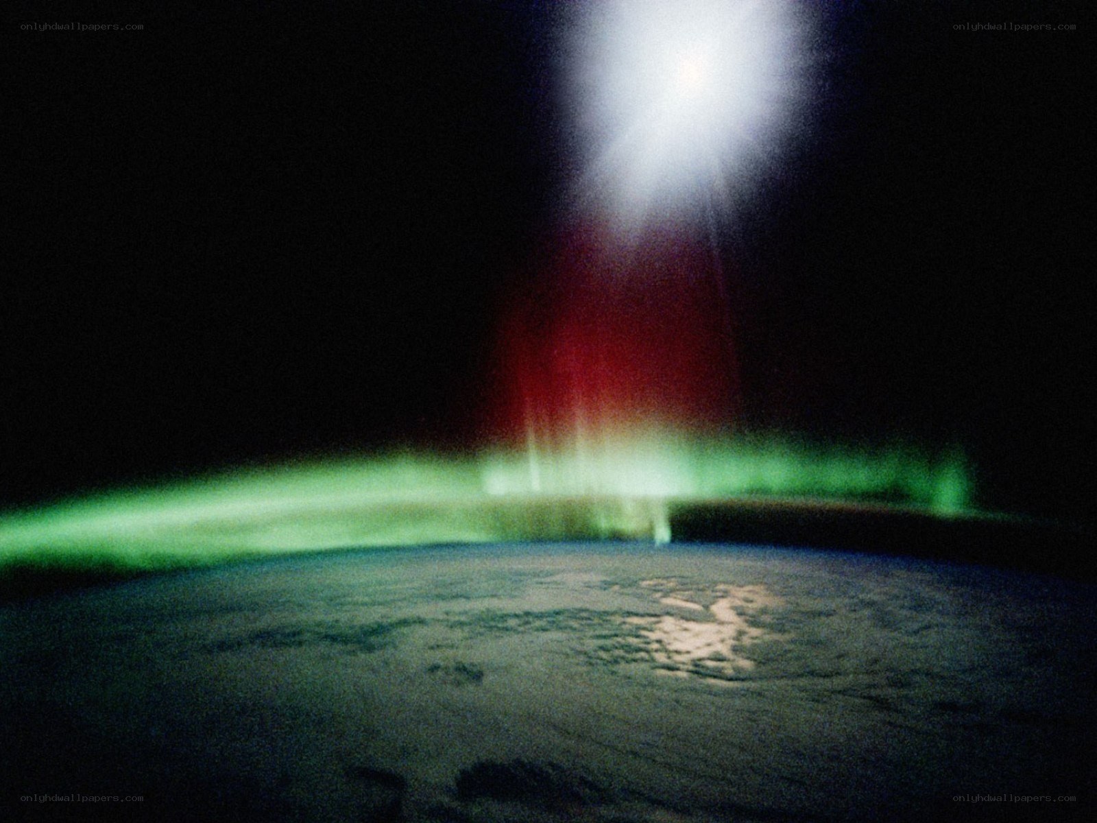Aurora over Earth from space