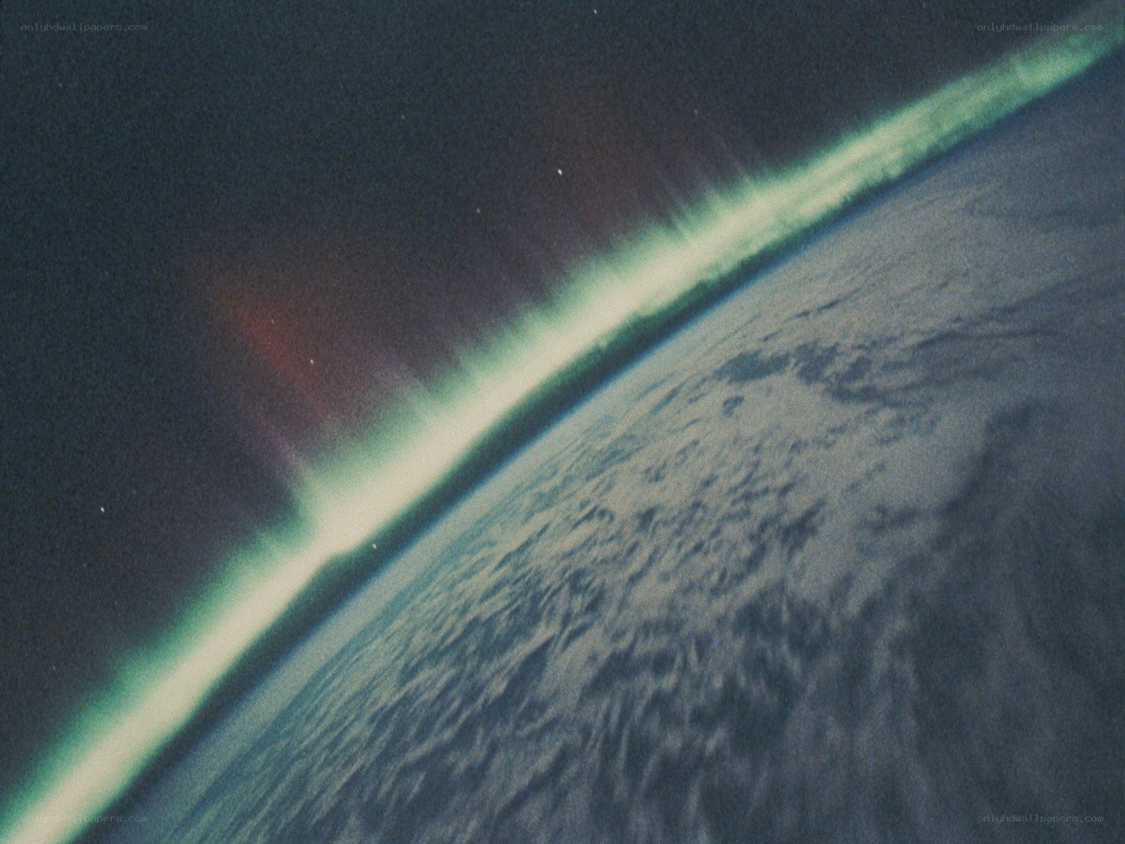 Aurora over Earth from space