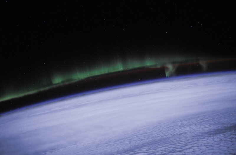Aurora over Earth from space