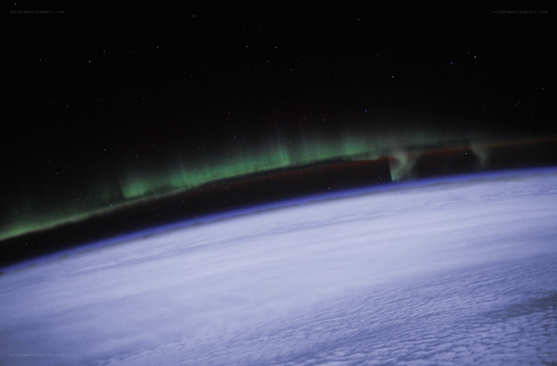Aurora over Earth from space