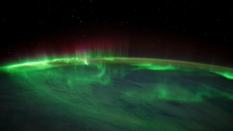 Aurora over Earth from space