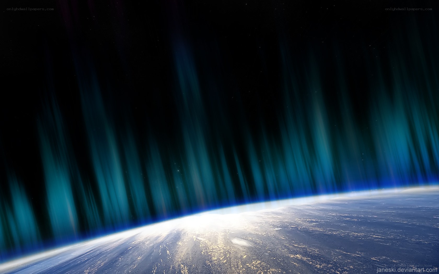 Aurora over Earth from space
