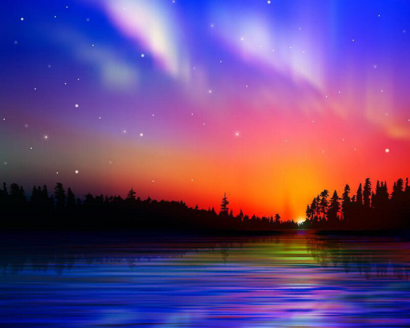 Aurora over Lake — Blue