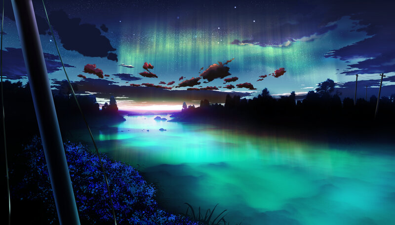 Aurora over Lake — Green, Serene