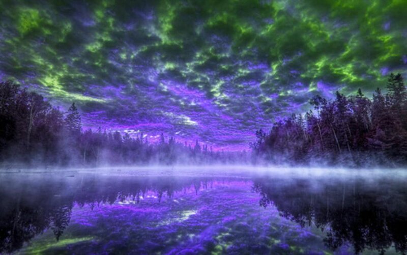 Aurora over Lake — Purple