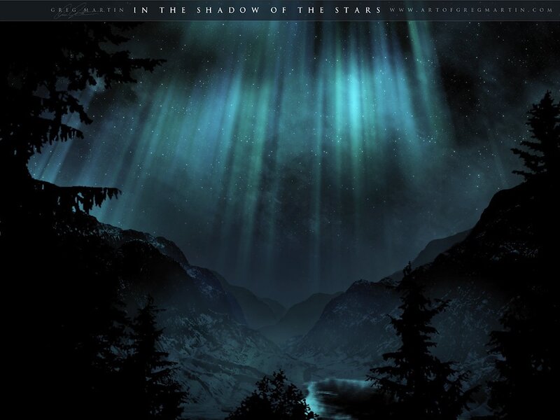 Aurora over Mountain Valley — Blue, Dramatic