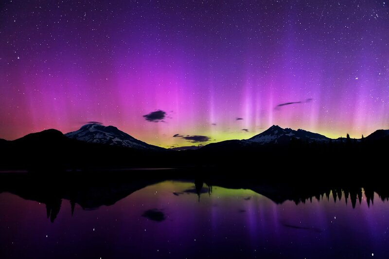 Aurora over Mountains — Purple