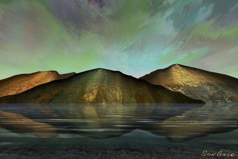 Aurora over mountains