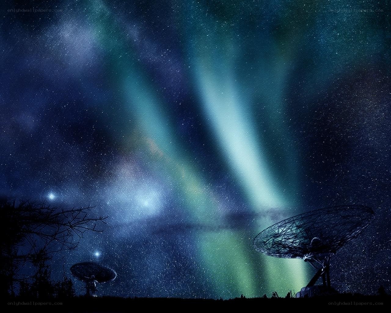 Aurora over radio telescopes