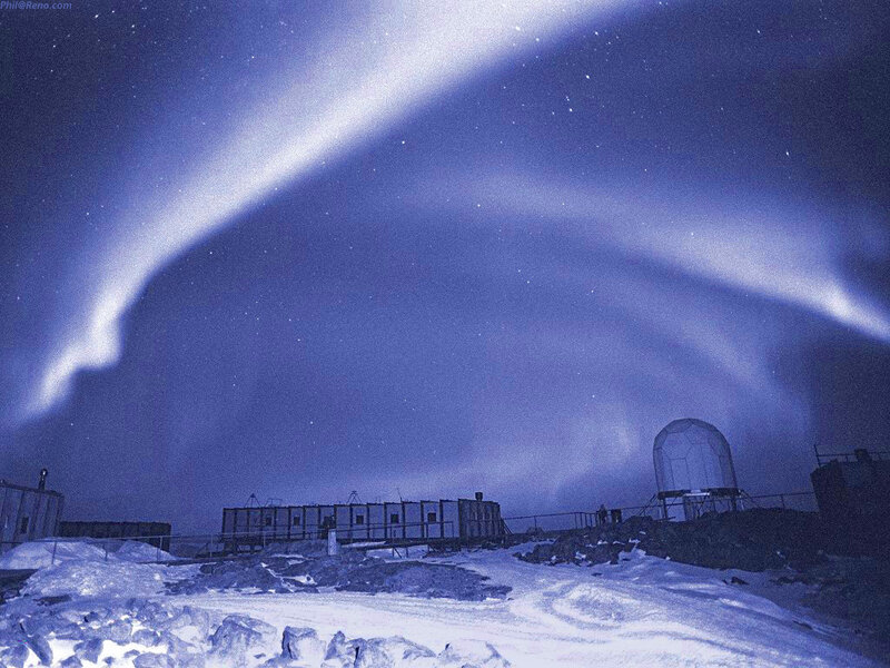 Aurora over research station