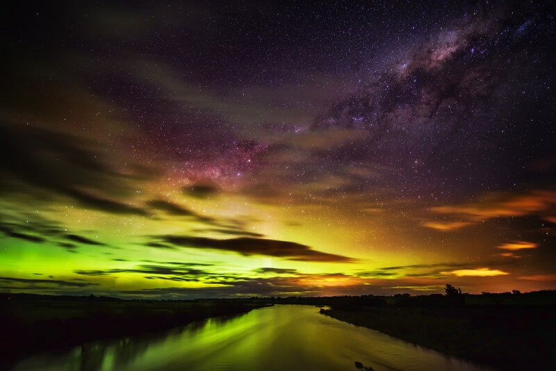 Aurora over River — Green