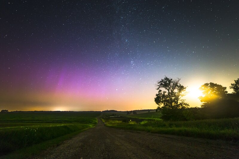 Aurora over Rural Road