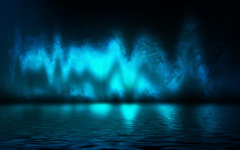 Aurora over Water — Blue, Serene