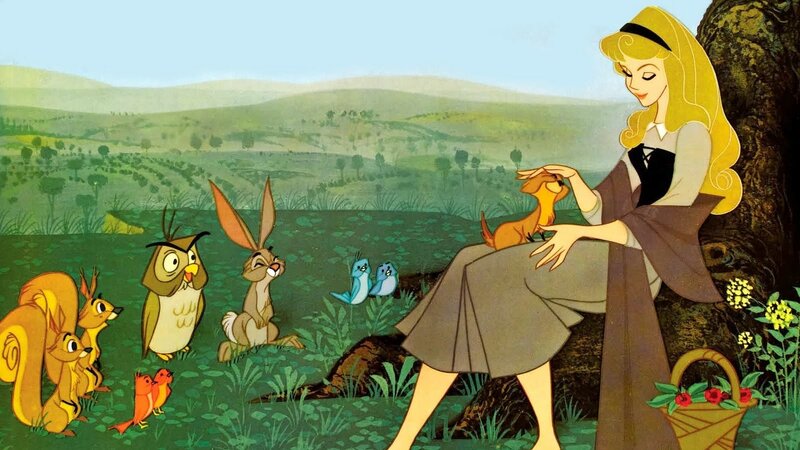 Aurora with forest animals